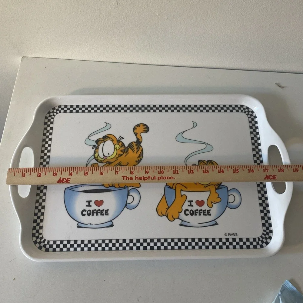 Vintage Paws Garfield The Cat Double Handle Serving Tray I Love Coffee